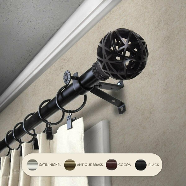 Kd Encimera 0.8125 in. Arabella Curtain Rod with 28 to 48 in. Extension, Black KD3721187